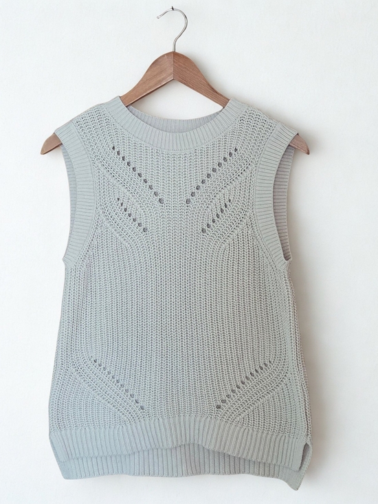 Sonoma Tops - Light Natural Cream To White Sleeveless Knit Sweater Tank Top -